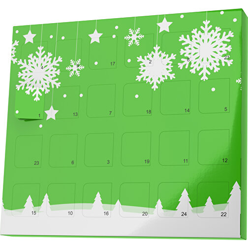 XS Adventskalender Winterlandschaft , Brandt, grasgrün / weiß, Vollkartonhülle, weiß, 1,60cm x 12,00cm x 14,00cm (Länge x Höhe x Breite), Bild 1