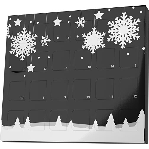 XS Adventskalender Winterlandschaft , Brandt, schwarz / weiß, Vollkartonhülle, weiß, 1,60cm x 12,00cm x 14,00cm (Länge x Höhe x Breite), Bild 1