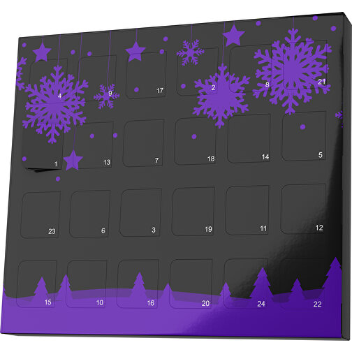 XS Adventskalender Winterlandschaft , Brandt, schwarz / violet, Vollkartonhülle, weiß, 1,60cm x 12,00cm x 14,00cm (Länge x Höhe x Breite), Bild 1
