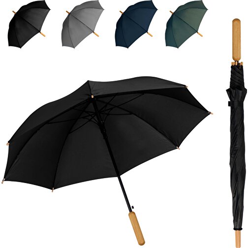 25” Regenschirm Aus R-PET-Material Mit Automatiköffnung , grau, R-PET & wood, 83,00cm x 5,00cm x 5,00cm (Länge x Höhe x Breite), Bild 2