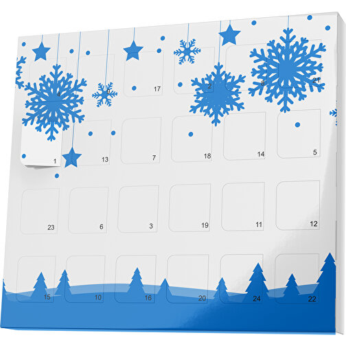 XS Adventskalender Winterlandschaft , M&M\'s, weiß / kobaltblau, Vollkartonhülle, weiß, 1,60cm x 12,00cm x 14,00cm (Länge x Höhe x Breite), Bild 1