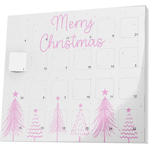 XS Adventskalender Merry Christmas Tanne , Brandt, weiß / rosa, Vollkartonhülle, weiß, 1,60cm x 12,00cm x 14,00cm (Länge x Höhe x Breite), Bild 1