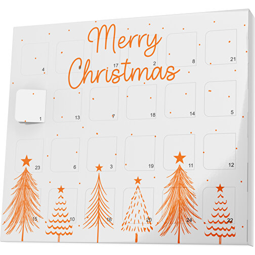 XS Adventskalender Merry Christmas Tanne , Brandt, weiß / orange, Vollkartonhülle, weiß, 1,60cm x 12,00cm x 14,00cm (Länge x Höhe x Breite), Bild 1
