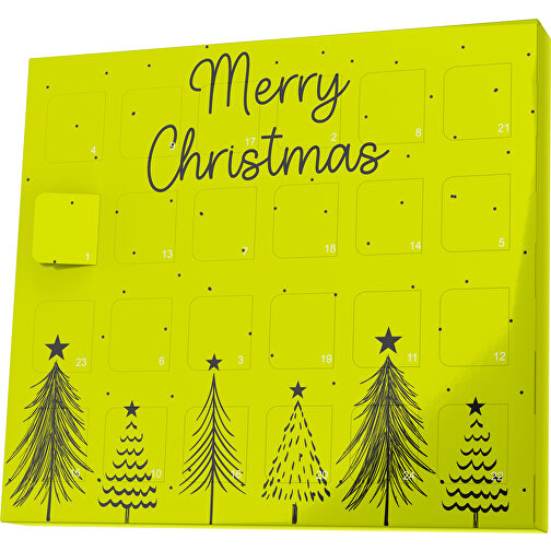 XS Adventskalender Merry Christmas Tanne , Brandt, hellgrün / schwarz, Vollkartonhülle, weiss, 1,60cm x 12,00cm x 14,00cm (Länge x Höhe x Breite), Bild 1
