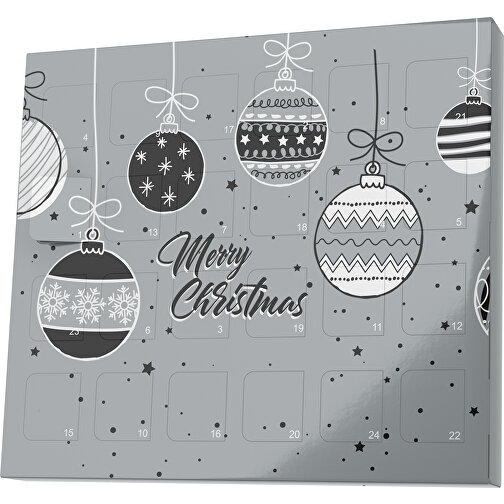 XS Adventskalender Weihnachtskugeln , M&M\'s, silber / schwarz, Vollkartonhülle, weiß, 1,60cm x 12,00cm x 14,00cm (Länge x Höhe x Breite), Bild 1