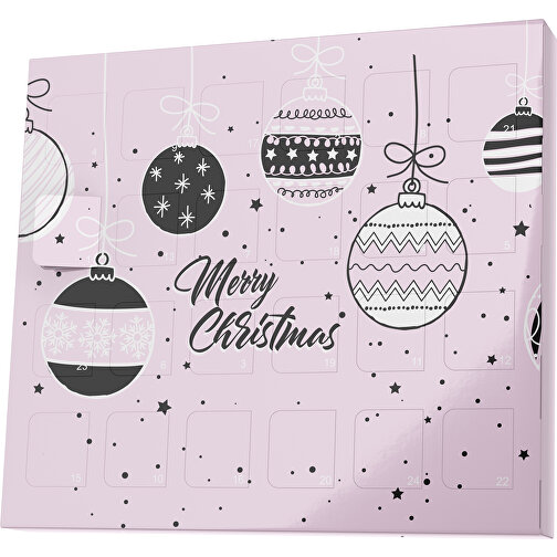 XS Adventskalender Weihnachtskugeln , M&M\'s, zartrosa / schwarz, Vollkartonhülle, weiß, 1,60cm x 12,00cm x 14,00cm (Länge x Höhe x Breite), Bild 1