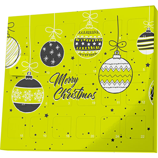XS Adventskalender Weihnachtskugeln , M&M\'s, hellgrün / schwarz, Vollkartonhülle, weiß, 1,60cm x 12,00cm x 14,00cm (Länge x Höhe x Breite), Bild 1