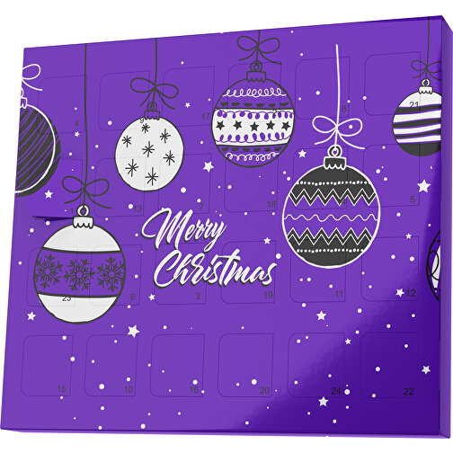 XS Adventskalender Weihnachtskugeln , M&M\'s, violet / weiss, Vollkartonhülle, weiss, 1,60cm x 12,00cm x 14,00cm (Länge x Höhe x Breite), Bild 1