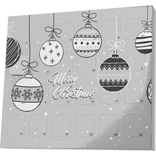 XS Adventskalender Weihnachtskugeln , M&M\'s, hellgrau / weiß, Vollkartonhülle, weiß, 1,60cm x 12,00cm x 14,00cm (Länge x Höhe x Breite), Bild 1