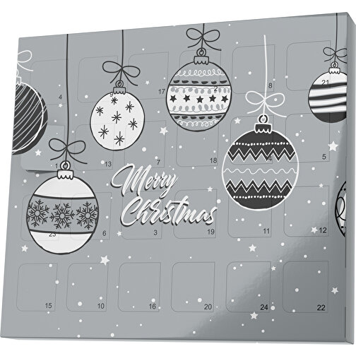 XS Adventskalender Weihnachtskugeln , M&M\'s, silber / weiss, Vollkartonhülle, weiss, 1,60cm x 12,00cm x 14,00cm (Länge x Höhe x Breite), Bild 1