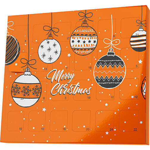 XS Adventskalender Weihnachtskugeln , M&M\'s, orange / weiss, Vollkartonhülle, weiss, 1,60cm x 12,00cm x 14,00cm (Länge x Höhe x Breite), Bild 1