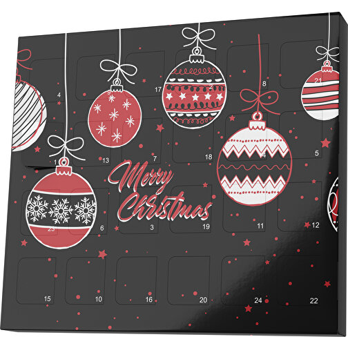 XS Adventskalender Weihnachtskugeln , M&M\'s, schwarz / weinrot, Vollkartonhülle, weiß, 1,60cm x 12,00cm x 14,00cm (Länge x Höhe x Breite), Bild 1