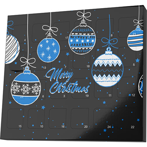 XS Adventskalender Weihnachtskugeln , M&M\'s, schwarz / kobaltblau, Vollkartonhülle, weiss, 1,60cm x 12,00cm x 14,00cm (Länge x Höhe x Breite), Bild 1