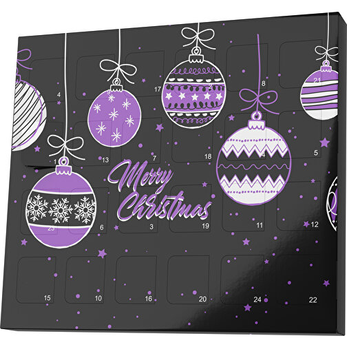 XS Adventskalender Weihnachtskugeln , M&M\'s, schwarz / lavendellila, Vollkartonhülle, weiss, 1,60cm x 12,00cm x 14,00cm (Länge x Höhe x Breite), Bild 1