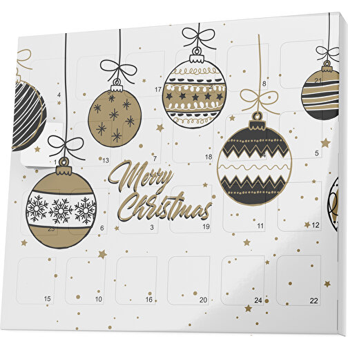 XS Adventskalender Weihnachtskugeln , M&M\'s, weiß / gold, Vollkartonhülle, weiß, 1,60cm x 12,00cm x 14,00cm (Länge x Höhe x Breite), Bild 1