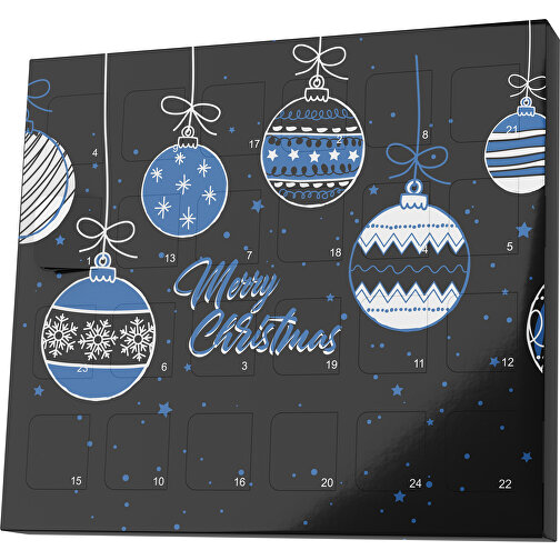 XS Adventskalender Weihnachtskugeln , Brandt, schwarz / dunkelblau, Vollkartonhülle, weiß, 1,60cm x 12,00cm x 14,00cm (Länge x Höhe x Breite), Bild 1