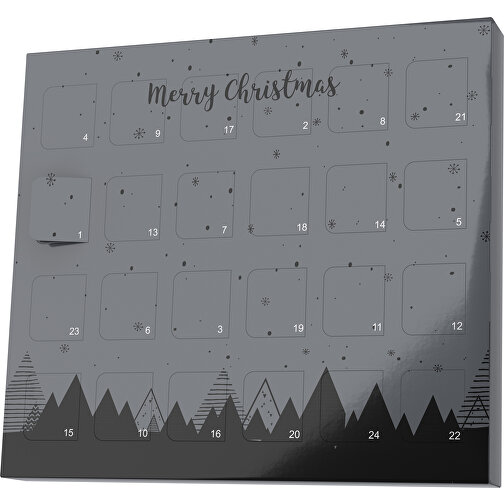XS Adventskalender Weihnachtswald , M&M\'s, dunkelgrau / schwarz, Vollkartonhülle, weiß, 1,60cm x 12,00cm x 14,00cm (Länge x Höhe x Breite), Bild 1