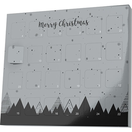 XS Adventskalender Weihnachtswald , M&M\'s, silber / schwarz, Vollkartonhülle, weiß, 1,60cm x 12,00cm x 14,00cm (Länge x Höhe x Breite), Bild 1