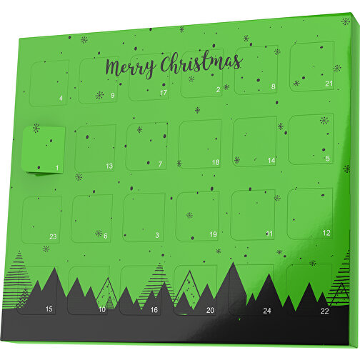 XS Adventskalender Weihnachtswald , M&M\'s, grasgrün / schwarz, Vollkartonhülle, weiß, 1,60cm x 12,00cm x 14,00cm (Länge x Höhe x Breite), Bild 1