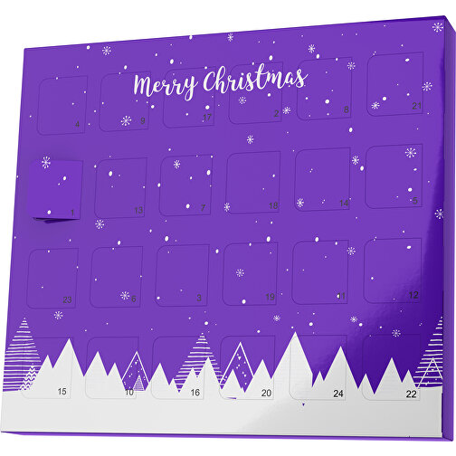 XS Adventskalender Weihnachtswald , M&M\'s, violet / weiss, Vollkartonhülle, weiss, 1,60cm x 12,00cm x 14,00cm (Länge x Höhe x Breite), Bild 1