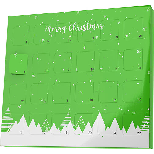 XS Adventskalender Weihnachtswald , M&M\'s, grasgrün / weiß, Vollkartonhülle, weiß, 1,60cm x 12,00cm x 14,00cm (Länge x Höhe x Breite), Bild 1