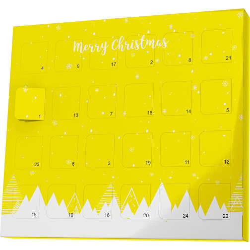 XS Adventskalender Weihnachtswald , M&M\'s, gelb / weiß, Vollkartonhülle, weiß, 1,60cm x 12,00cm x 14,00cm (Länge x Höhe x Breite), Bild 1