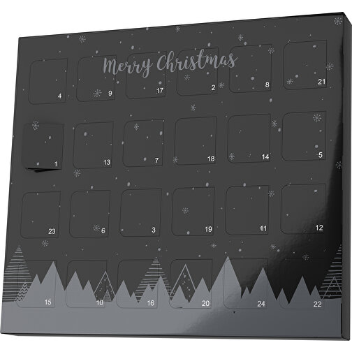 XS Adventskalender Weihnachtswald , M&M\'s, schwarz / dunkelgrau, Vollkartonhülle, weiß, 1,60cm x 12,00cm x 14,00cm (Länge x Höhe x Breite), Bild 1