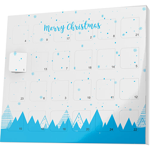 XS Adventskalender Weihnachtswald , M&M\'s, weiß / himmelblau, Vollkartonhülle, weiß, 1,60cm x 12,00cm x 14,00cm (Länge x Höhe x Breite), Bild 1