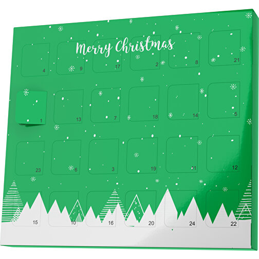 XS Adventskalender Weihnachtswald , Brandt, grün / weiß, Vollkartonhülle, weiß, 1,60cm x 12,00cm x 14,00cm (Länge x Höhe x Breite), Bild 1