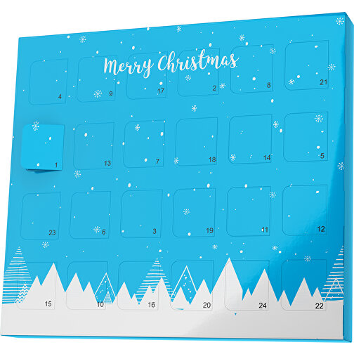XS Adventskalender Weihnachtswald , Brandt, himmelblau / weiß, Vollkartonhülle, weiß, 1,60cm x 12,00cm x 14,00cm (Länge x Höhe x Breite), Bild 1