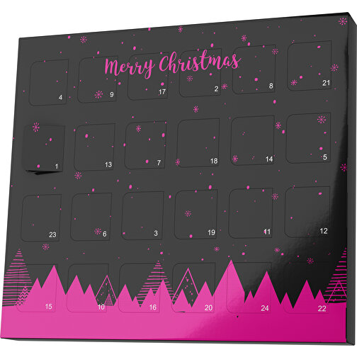 XS Adventskalender Weihnachtswald , Brandt, schwarz / pink, Vollkartonhülle, weiss, 1,60cm x 12,00cm x 14,00cm (Länge x Höhe x Breite), Bild 1