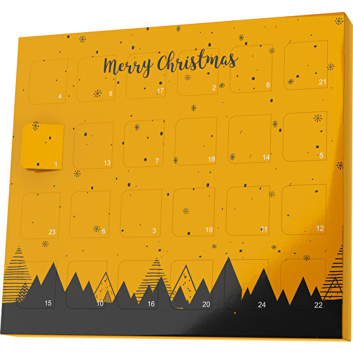 XS Adventskalender Weihnachtswald , Brandt, kürbisorange / schwarz, Vollkartonhülle, weiss, 1,60cm x 12,00cm x 14,00cm (Länge x Höhe x Breite), Bild 1