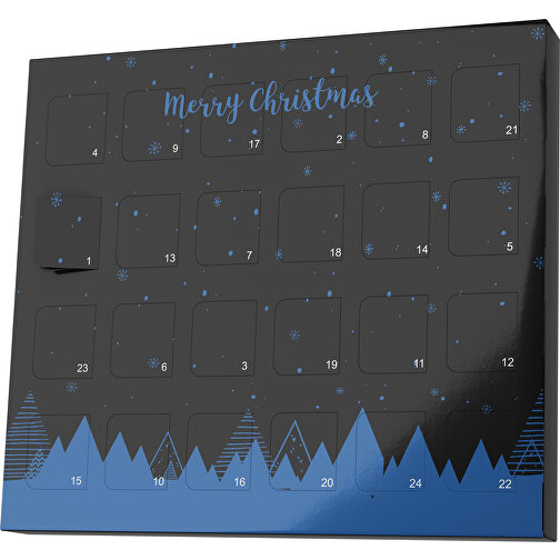 XS Adventskalender Weihnachtswald , Brandt, schwarz / dunkelblau, Vollkartonhülle, weiss, 1,60cm x 12,00cm x 14,00cm (Länge x Höhe x Breite), Bild 1