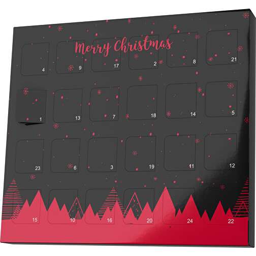 XS Adventskalender Weihnachtswald , Brandt, schwarz / dunkelrot, Vollkartonhülle, weiß, 1,60cm x 12,00cm x 14,00cm (Länge x Höhe x Breite), Bild 1