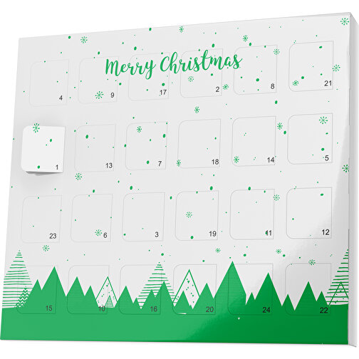 XS Adventskalender Weihnachtswald , Brandt, weiß / grün, Vollkartonhülle, weiß, 1,60cm x 12,00cm x 14,00cm (Länge x Höhe x Breite), Bild 1