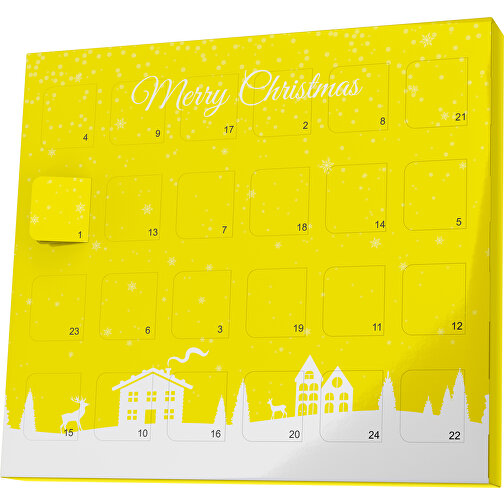 XS Adventskalender Weihnachtsdorf , M&M\'s, gelb / weiß, Vollkartonhülle, weiß, 1,60cm x 12,00cm x 14,00cm (Länge x Höhe x Breite), Bild 1