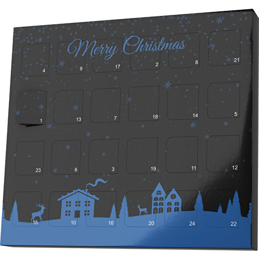 XS Adventskalender Weihnachtsdorf , M&M\'s, schwarz / dunkelblau, Vollkartonhülle, weiss, 1,60cm x 12,00cm x 14,00cm (Länge x Höhe x Breite), Bild 1