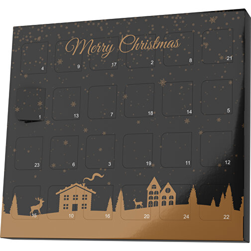 XS Adventskalender Weihnachtsdorf , M&M\'s, schwarz / erdbraun, Vollkartonhülle, weiss, 1,60cm x 12,00cm x 14,00cm (Länge x Höhe x Breite), Bild 1