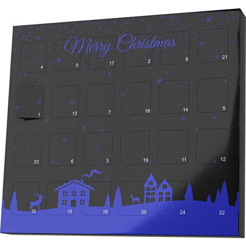 XS Adventskalender Weihnachtsdorf , M&M\'s, schwarz / blau, Vollkartonhülle, weiss, 1,60cm x 12,00cm x 14,00cm (Länge x Höhe x Breite), Bild 1