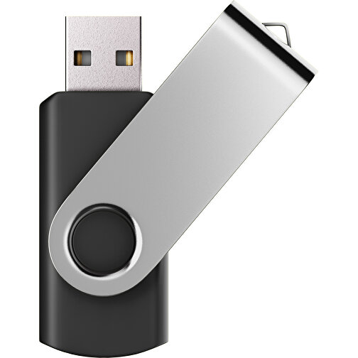 USB-Stick SWING Color 3.0 128 GB , Promo Effects MB , schwarz / silber MB , 131 GB , Kunststoff, Metall MB , 5,80cm x 1,09cm x 1,90cm (Länge x Höhe x Breite), Bild 1