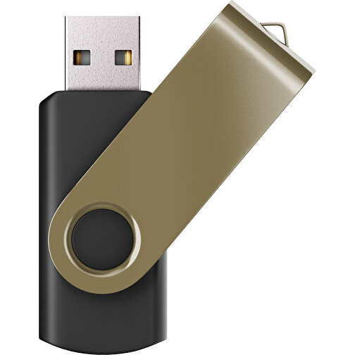 USB-Stick SWING Color 3.0 64 GB , Promo Effects MB , schwarz / gold MB , 65 GB , Kunststoff/ Aluminium MB , 5,70cm x 1,00cm x 1,90cm (Länge x Höhe x Breite), Bild 1