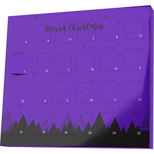 XS Adventskalender Weihnachtswald , M&M\'s, violet / schwarz, Vollkartonhülle, weiß, 1,60cm x 12,00cm x 14,00cm (Länge x Höhe x Breite), Bild 1