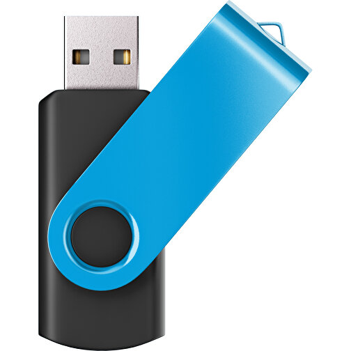 USB-Stick SWING Color 3.0 32 GB , Promo Effects MB , schwarz / himmelblau MB , 32 GB , Kunststoff/ Aluminium MB , 5,70cm x 1,00cm x 1,90cm (Länge x Höhe x Breite), Bild 1