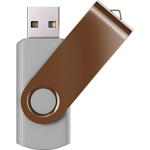 USB-Stick SWING Color 3.0 128 GB , Promo Effects MB , grau / dunkelbraun MB , 131 GB , Kunststoff/ Aluminium MB , 5,70cm x 1,00cm x 1,90cm (Länge x Höhe x Breite), Bild 1