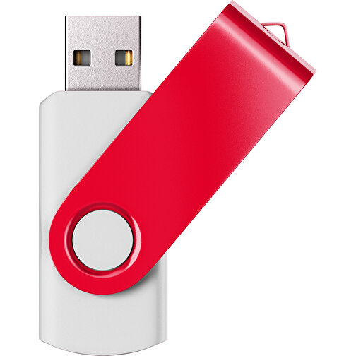 USB-Stick SWING Color 3.0 32 GB , Promo Effects MB , weiß / ampelrot MB , 32 GB , Kunststoff/ Aluminium MB , 5,70cm x 1,00cm x 1,90cm (Länge x Höhe x Breite), Bild 1