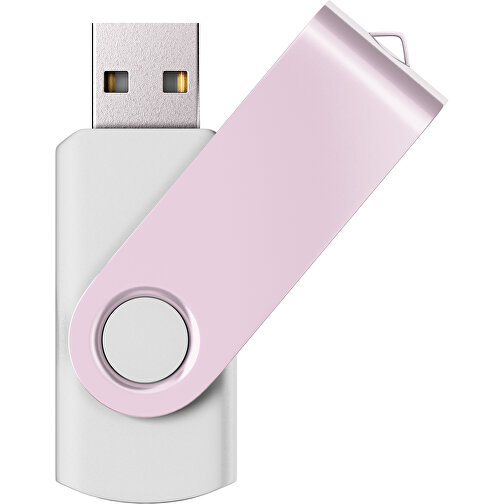 USB-Stick SWING Color 3.0 128 GB , Promo Effects MB , weiss / zartrosa MB , 131 GB , Kunststoff/ Aluminium MB , 5,70cm x 1,00cm x 1,90cm (Länge x Höhe x Breite), Bild 1