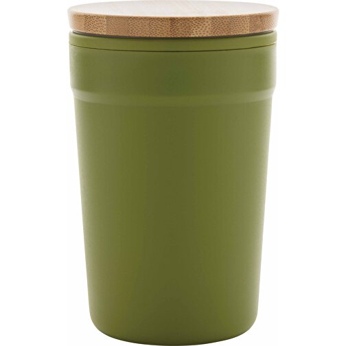 GRS RPP-Becher Mit FSC®-Bambusdeckel , grün, Polypropylen - recycelt, Bambus, 12,60cm (Höhe), Bild 2
