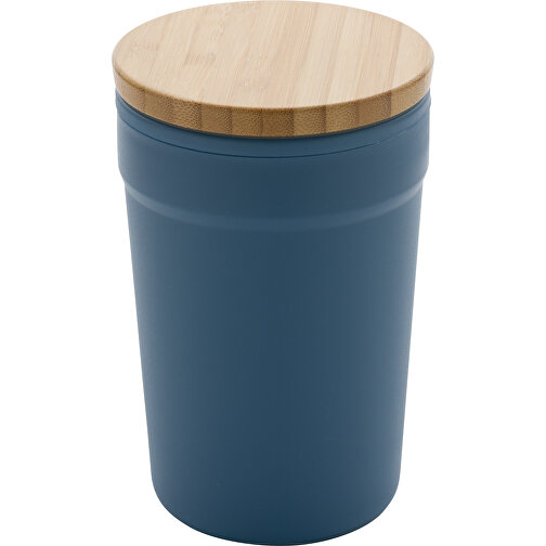 GRS RPP-Becher Mit Bambusdeckel, Blau , blau, Polypropylen - recycelt, 12,60cm (Höhe), Bild 1
