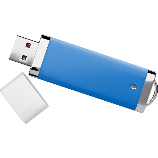 PromoPerfect USB-STICK 2.0 PLASTIK , kobaltblau / weiß MB , 65 GB , Gummiplastik, Kunststoff MB , 7,00cm x 0,70cm x 2,00cm (Länge x Höhe x Breite), Bild 1