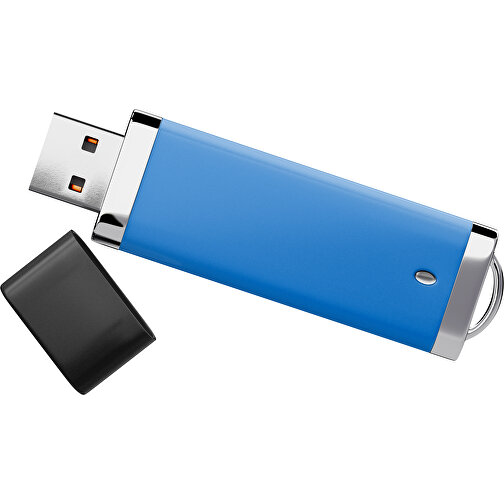 PromoPerfect USB-STICK 2.0 PLASTIK , kobaltblau / schwarz MB , 65 GB , Gummiplastik, Kunststoff MB , 7,00cm x 0,70cm x 2,00cm (Länge x Höhe x Breite), Bild 1